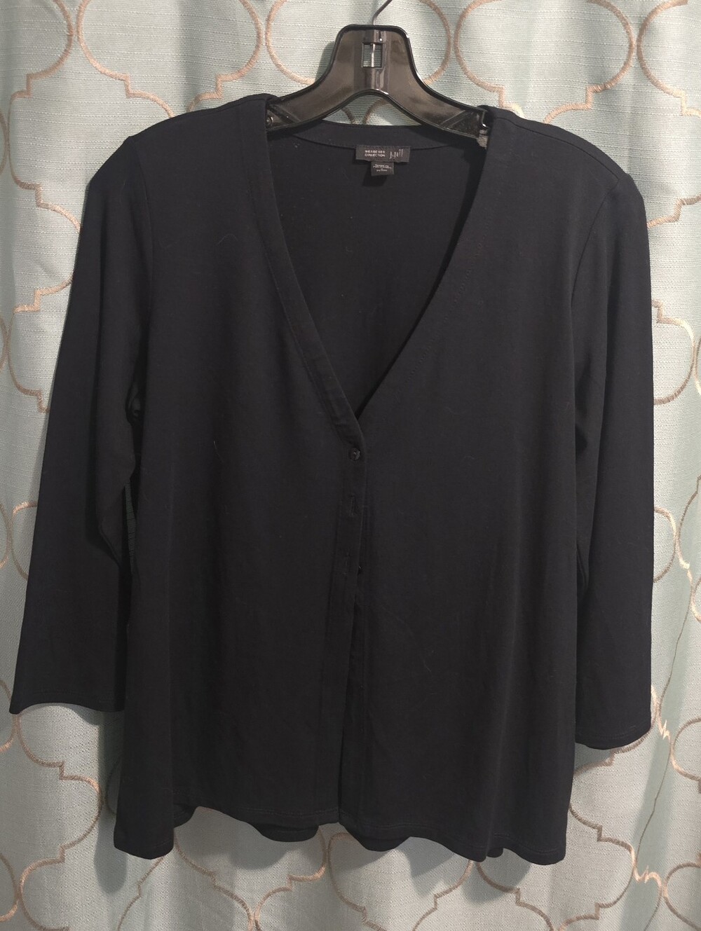 J. Jill Lightweight Black Knit Cardigan Sweater Open Front Women's Petite Small